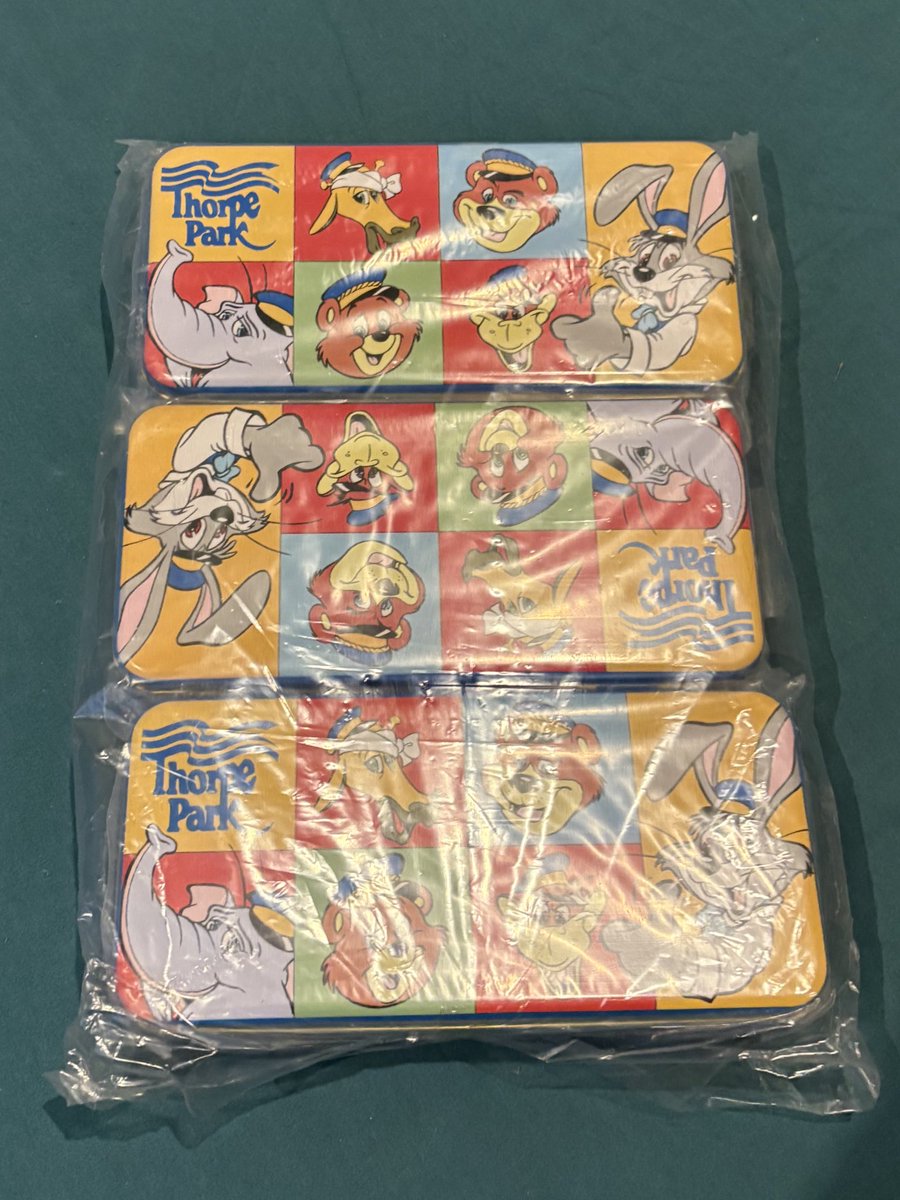 zachariahassler's tweet photo. Forgot I had these 1 non sealed and a 6 sealed 1995 Thorpe Park Rangers Pencil Cases bought of eBay years ago. Not sure what to do with 7 of them was only £5 😂😂😂#themeparks #ranger #item https://t.co/8v9t4daEgn