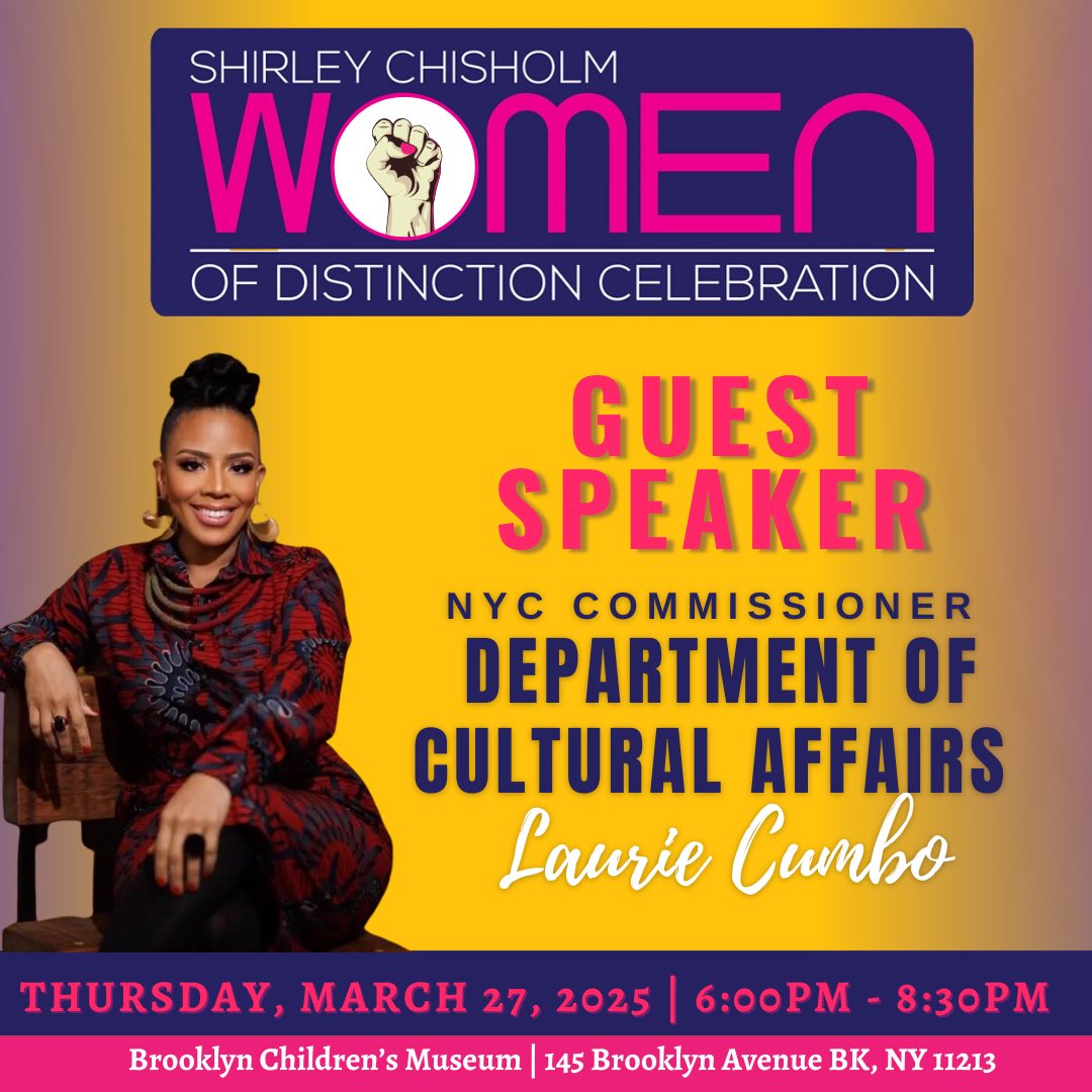 🚨Big news! I’m thrilled to announce that <a href="/NYCulture/">NYC Cultural Affairs</a> Commissioner <a href="/CommishCumbo/">Laurie Cumbo</a> will be the guest speaker at this year’s #WomenOfDistinction event! 

Stay tuned - more incredible speakers to be announced soon.

RSVP ⬇️ 
ticketleap.events/tickets/distri…