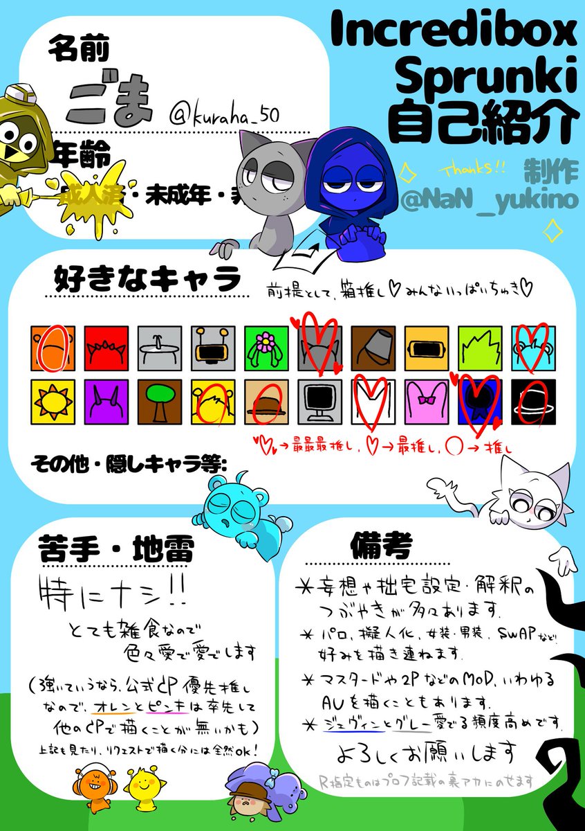 プロフカードをペタペタ参考までに😌 素材はお借りしました！ 自由