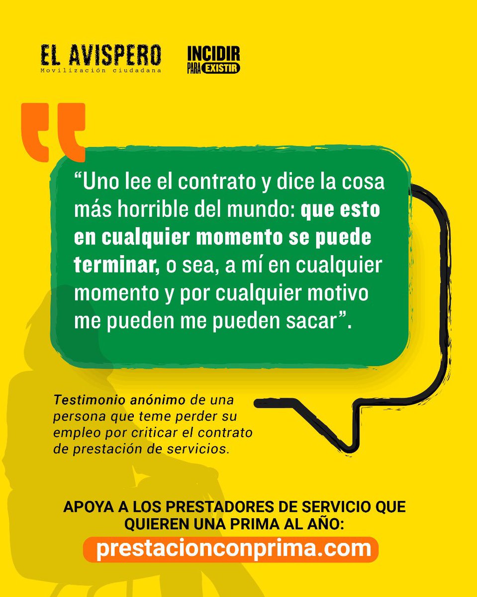 💼 Vivir con un contrato de prestación de servicios es vivir en constante incertidumbre. Sin garantías laborales, es difícil construir un futuro estable. Una prima para prestadores es un paso hacia la estabilidad. ✍️ Firma y comparte 👉 prestacionconprima.com