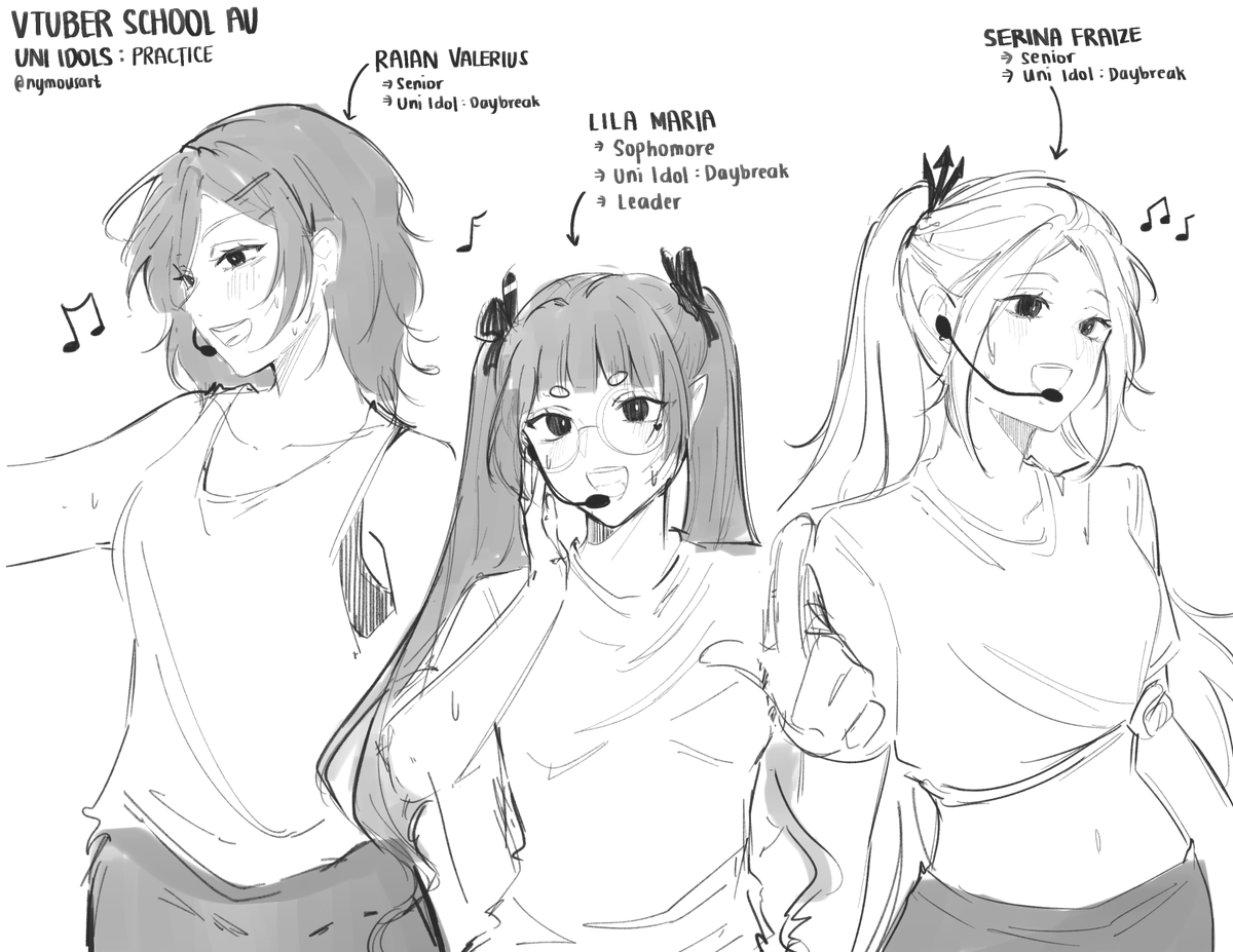 nymousart's tweet photo. Vtuber University AU - (3/n)
University Idols - Lila Maria, Serina Fraize and Raian Valerius
Although Lila is only a sophomore, her leadership skills are exceptional. Everyone loves their lively vibe and performances.
#illustraian #FraizeBeToSerina #Lilandscape #AUniVT https://t.co/2y043pILAD