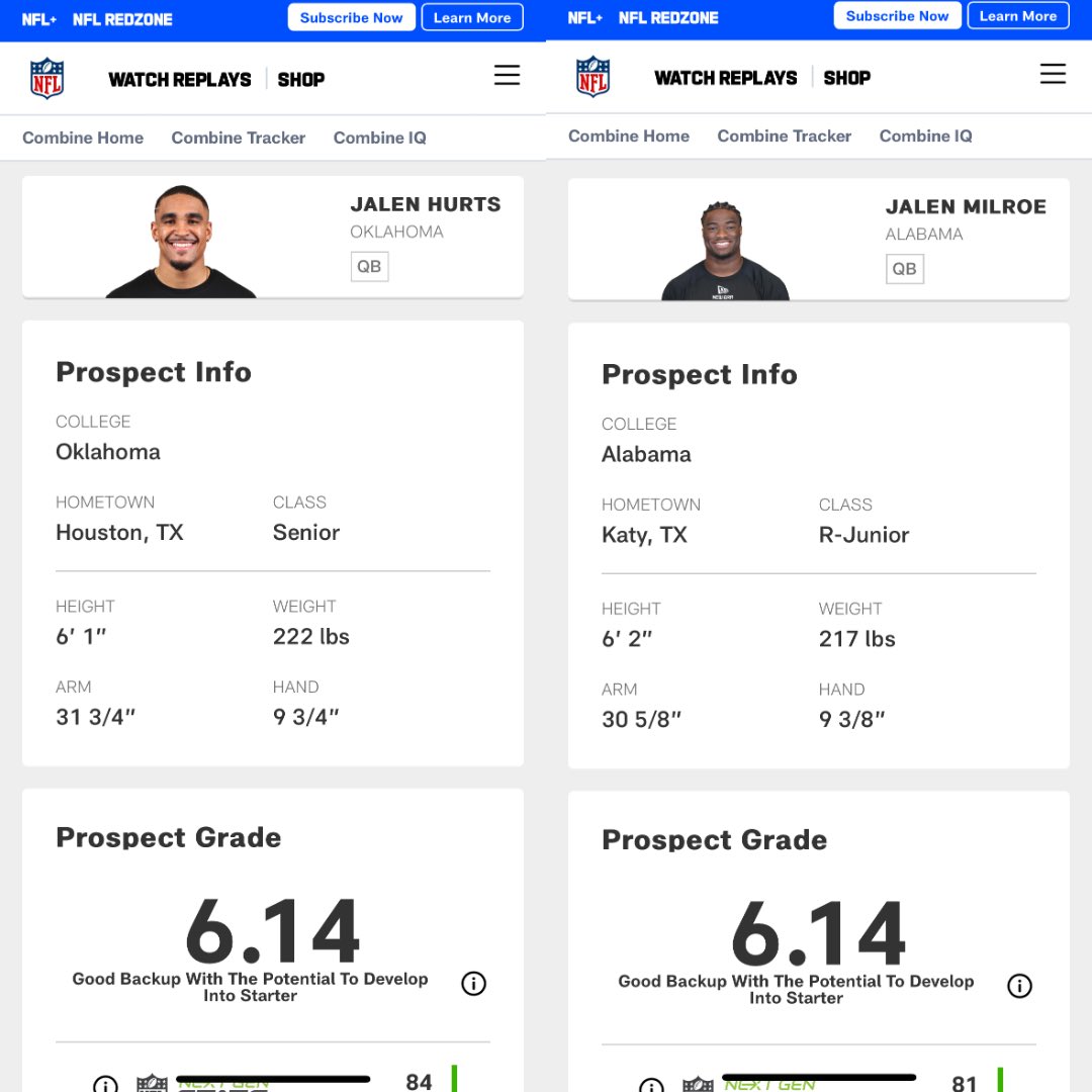 thedawgspodcast's tweet photo. This will be an unpopular opinion among Browns fans, but Jalen Milroe should absolutely be in consideration for Cleveland in the Draft. 

After going back and reading, Milroe’s prospect analysis is almost a direct echo of Jalen Hurts in 2020. 

- Elite athlete
- Can carve up defenses on the ground
- Great strength
- Strong arm
- Lethal when rolling out
- Great passer when footwork is correct
- Struggles playing in rhythm
- Needs to improve going through progressions
- Needs to play more consistent from the pocket
- Needs to work on weight balance and footwork to improve accuracy

All these notes can be found in both Milroe’s and Hurts’ prospect profiles. 

Hurts was widely regarded as a developmental quarterback projected to go anywhere between the 2nd and 5th rounds.

What helped Hurts become the player he is today? Focus, internal drive and dedication to improvement and success. Strong leadership capabilities, accountability and work ethic. Ability to be coached and improve his technique. 

All of those are also true for Jalen Milroe.

I know a lot of people are completely out on the Alabama quarterback—I was too. But after diving deeper into Milroe, I’m actually liking what I’m seeing. 

More to come on this.