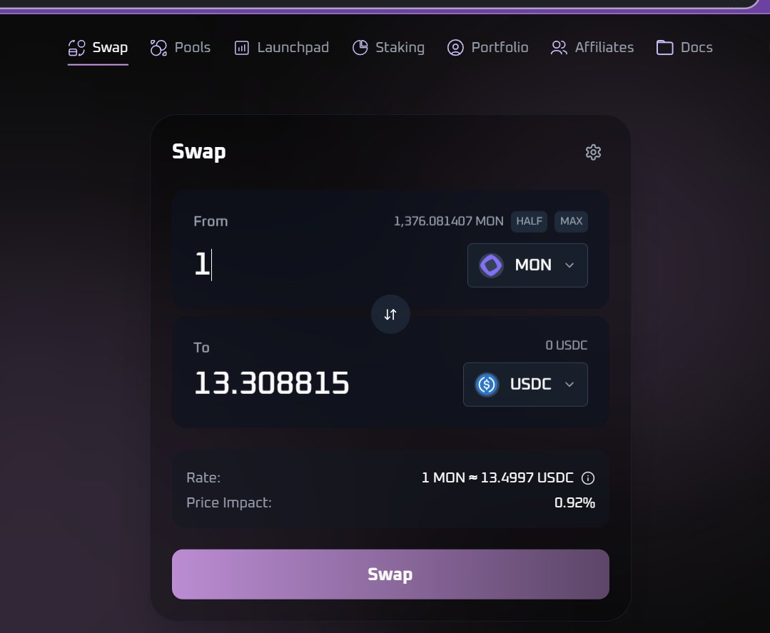 SeintaroXyz's tweet photo. Come join me as I experiment on the Monad Testnet With @mondafund
Just add Liq pool
@mondafund
and swap mon
#Monda #TestnetCompetition #monad https://t.co/zrmqJ28kqW
