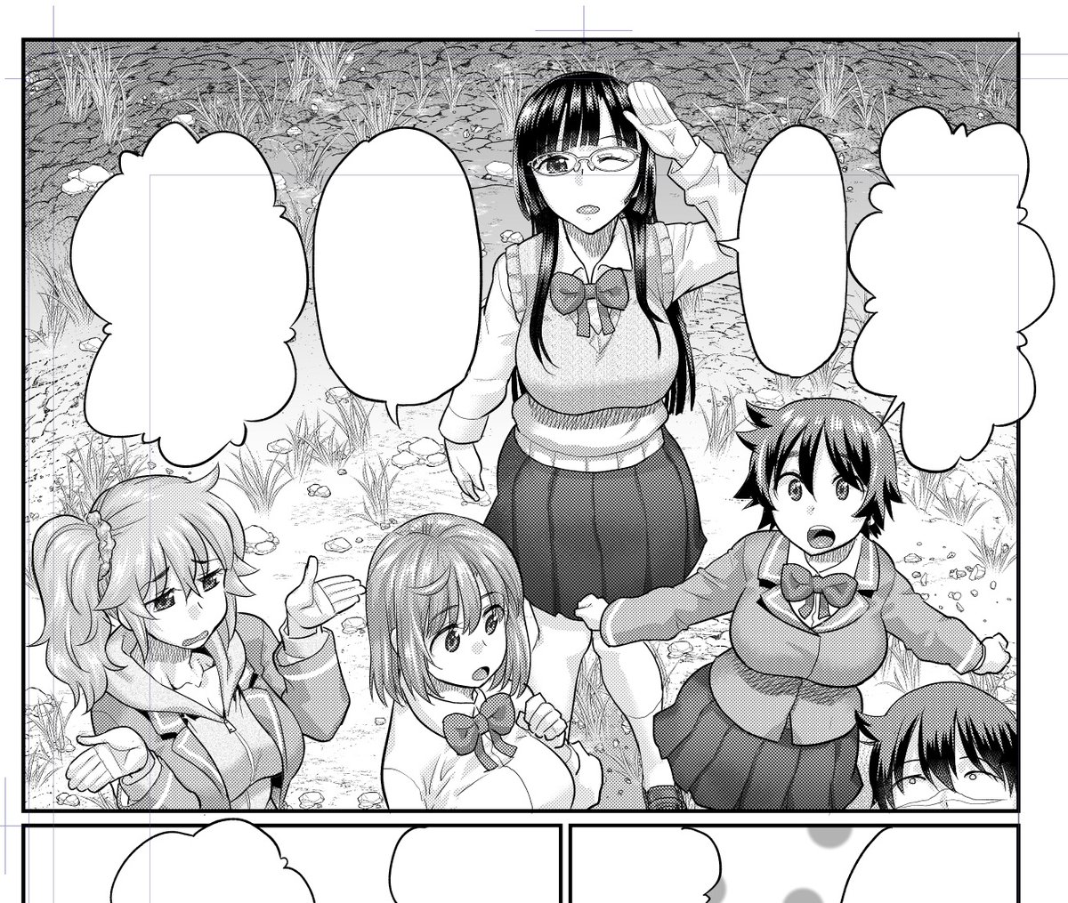 進捗遅れてる…やばみ。
それはともかく作業しながらこういう構図は今までの自分じゃ絶対描こうと思わなかっただろうなあと思ってスクショ。 