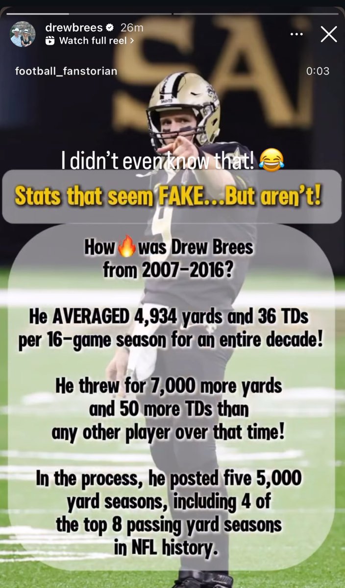 Not Drew Brees flexing on Instagram 😂