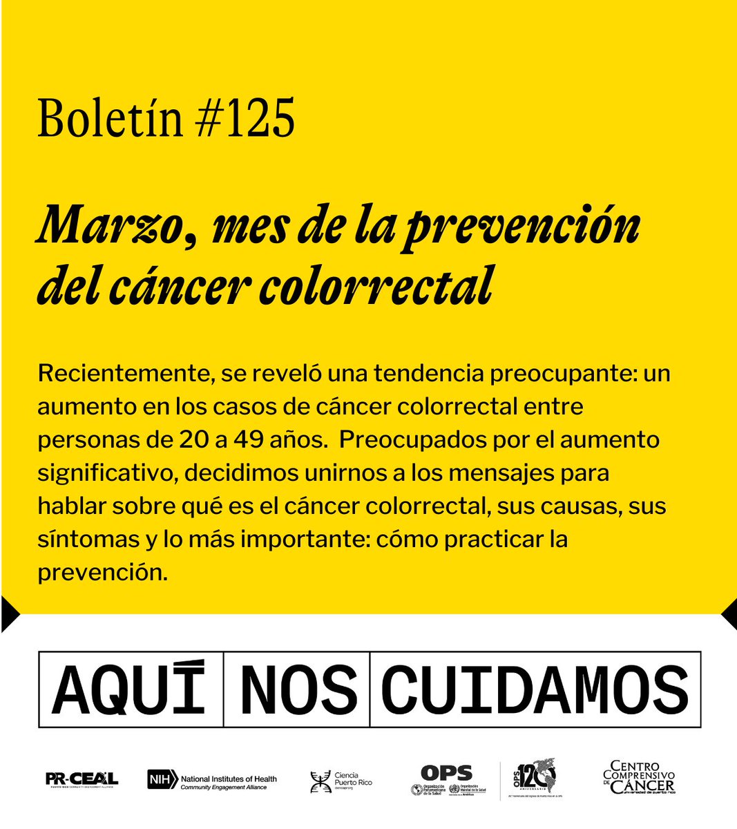 CienciaPR's tweet image. Aprovechamos que marzo es mes de concienciación sobre el cáncer colorrectal para hablar de sus causas, sus síntomas y lo más importante: cómo practicar la prevención. #AquiNosCuidamosPR #LaPrevencionEsLaClave mailchi.mp/cienciapr/aqui…