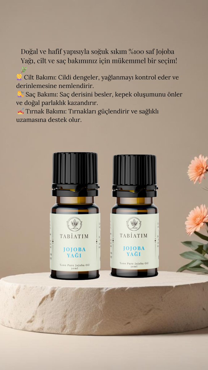 TabiatimM's tweet photo. 🌿 %100 Saf Jojoba Yağı ile cildinizi ve saçınızı derinlemesine besleyin! ✨
Doğal dengeyi keşfedin, güzelliğinize ışık katın!
💆‍♀️ Cilt Bakımı: Ciltle uyumlu, nemlendirici etkisiyle pürüzsüzlük ve yumuşaklık sağlar.
💇‍♀️ Saç Bakımı: Saç uçlarındaki kuruluk ve kırıkları onarır. https://t.co/NPvMv3xOzV
