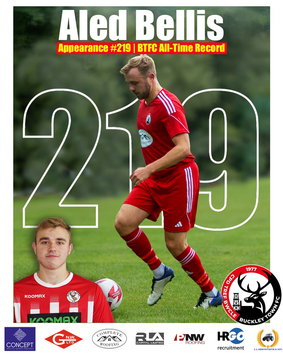 As the game kicks off at 2pm, Aled Bellis will break Dylan Roberts' appearance record of 218, and become the new record holder with 219 appearances. More details and appropriate celebrations tomorrow.