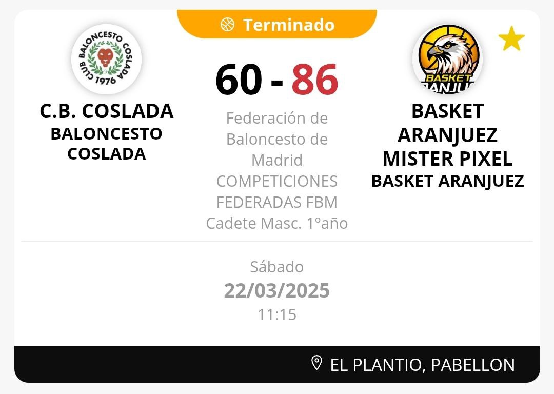 BasketAranjuez's tweet photo. Victoria del #CadMasc1Año #MisterPixel en cancha de @CBCoslada. @Misako23: "Partido serio del equipo. Con esta victoria aseguramos jugar playoffs! Enhorabuena chicos , os lo merecéis." https://t.co/GkF4ysVsuT
