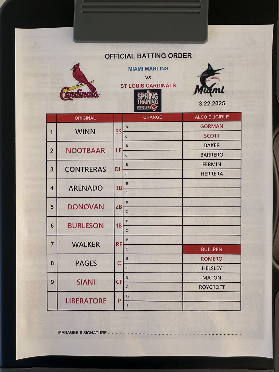 Phil Maton will make his first appearance in a Grapefruit League game today. Matthew Liberatore gets the start as the club continues to mull over a six-man rotation. #STLCards