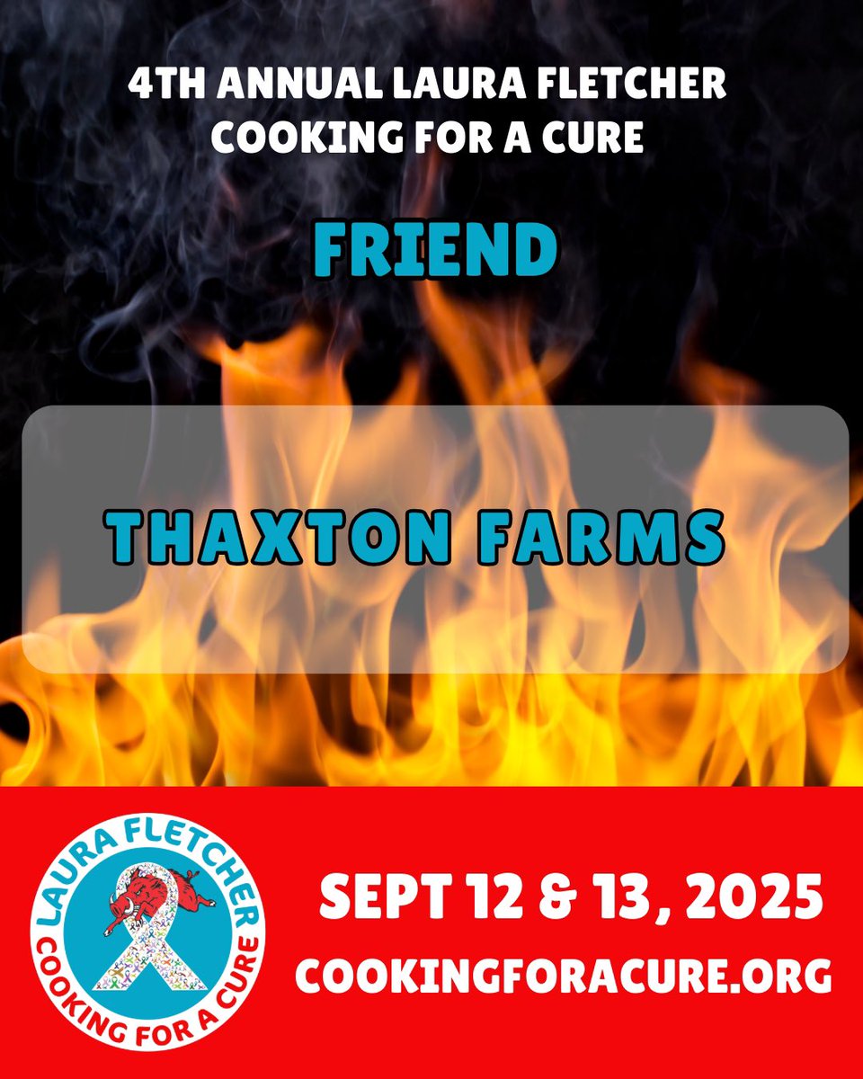 CFCarkansas's tweet photo. Thank you, Thaxton Farms &amp; SanBob Farm Inc for your sponsorships to our 4th Annual Laura Fletcher Cooking for a Cure Event! We appreciate you! #lfcfc #cancersucks https://t.co/ZV2bJ94ygB