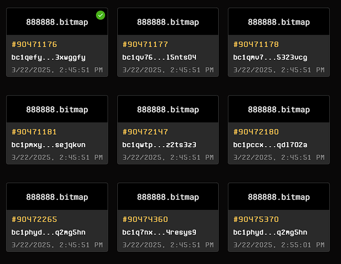 ordiflow's tweet image. 9 wallets inscribed 888888.bitmap. One with the highest fee won all the wallets!
Only in bitmap we can see this awesomeness.
#bitmap