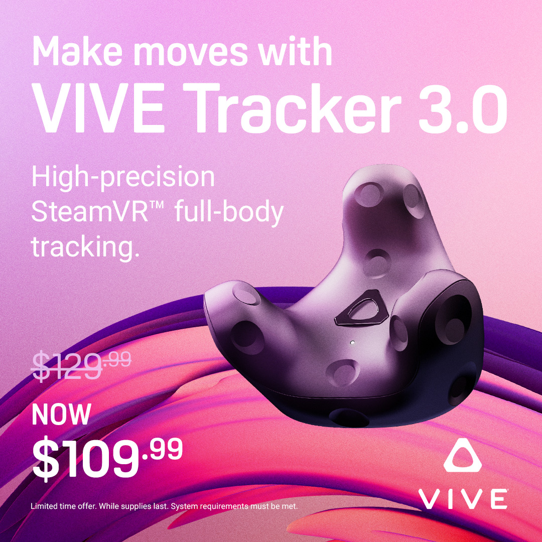htcvive's tweet photo. Make moves with VIVE Tracker 3.0 – the ultimate tool for full-body tracking and more!

✅ High-precision tracking 
🎭 Perfect for dance, fitness, and roleplay
🎮 Enhance gameplay

Deal ends March 31, get yours today! ⏳ https://t.co/pja8ALaboW

#VIVETracker #HTCVIVE #XR https://t.co/qOx1g25Nc0