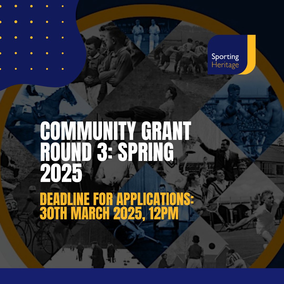 Sporting Heritage (@sportinghistory) on Twitter photo 📢 Community Grant Round 3: Spring 2025, Now Open! The grants are open to any applicant based in any one of the four UK home nations. For more information click the link to find out more: tinyurl.com/3pzmfnb2. Big thanks to the generous support of <a href="/HeritageFundUK/">The National Lottery Heritage Fund</a> 📢 Community Grant Round 3: Spring 2025, Now Open! The grants are open to any applicant based in any one of the four UK home nations. For more information click the link to find out more: tinyurl.com/3pzmfnb2. Big thanks to the generous support of <a href="/HeritageFundUK/">The National Lottery Heritage Fund</a>