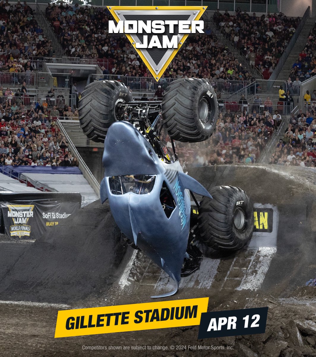 GilletteStadium's tweet photo. .@MonsterJam returns 3 weeks from today and we’ve got your chance to win your way in:

🔄 RT 
🚻 Follow us
🆗 You’re entered!

Can’t wait? Buy tix now: https://t.co/KkFVAV6iR8 https://t.co/f8tublst5O