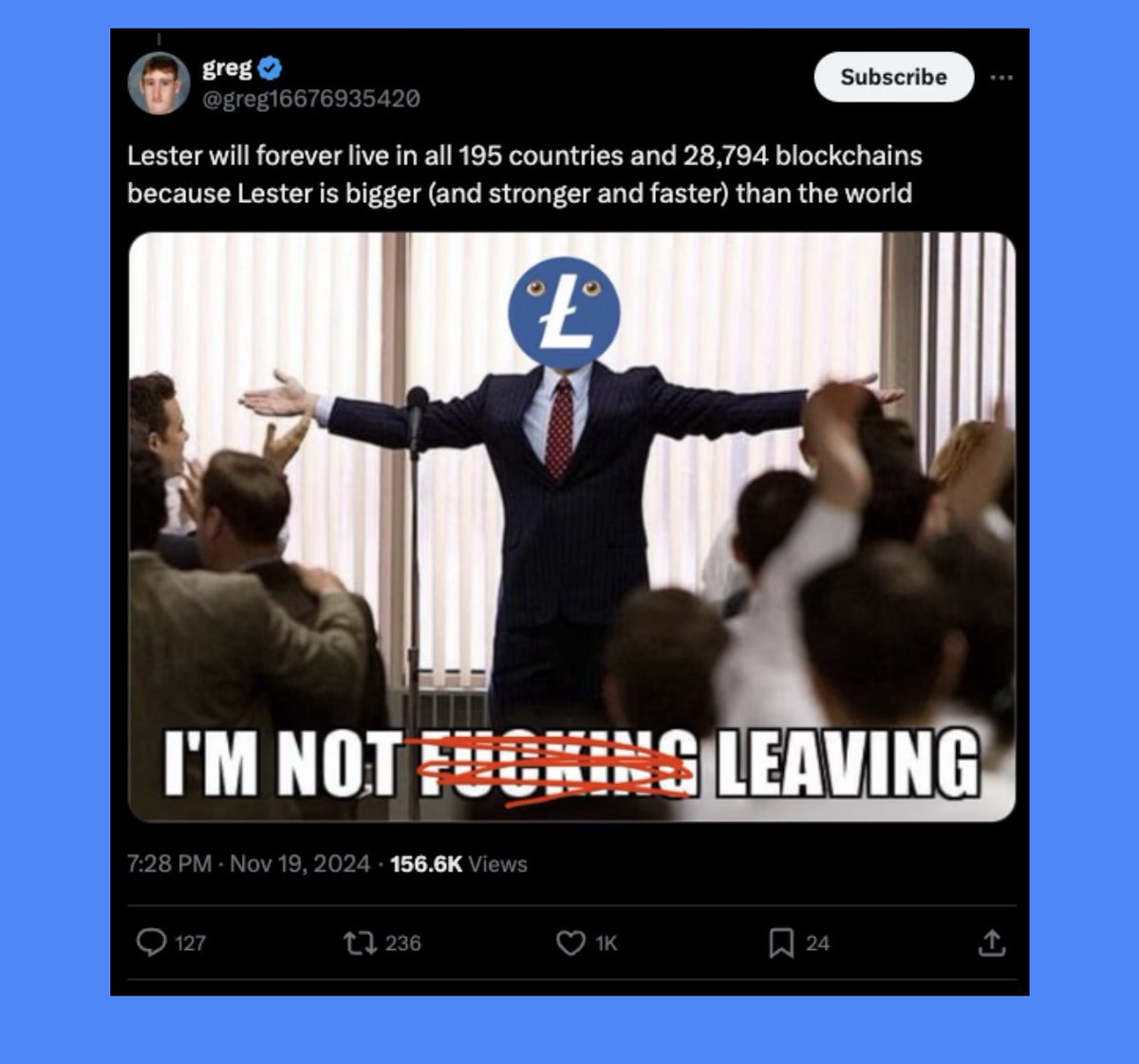 Andybuibtc's tweet photo. Hey @dogecoin @greg16676935420 @litecoin 
our community trusts you to bring lester back to life. lester is a strong mascot. after going through many storms
Thanks support @GracyBitget 
@HTX_Global @HTX_Molly @HTXCommunity 
Keep support and push @MEXC_Official @XTexchange @bitgetglobal @BitMartExchange