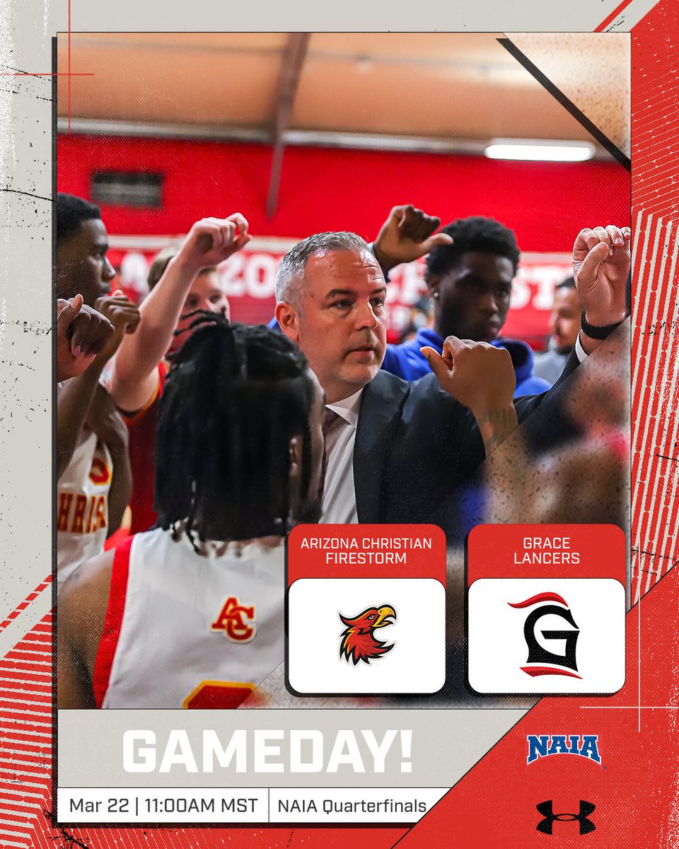 GAMEDAY! NAIA QUARTERFINALS!!
🆚Grace College
⏰11:00AM (MST)
📍Kansas City, MO
GO FIRESTORM!! 🏀🔥
#Firestorm #ACUBasketball
