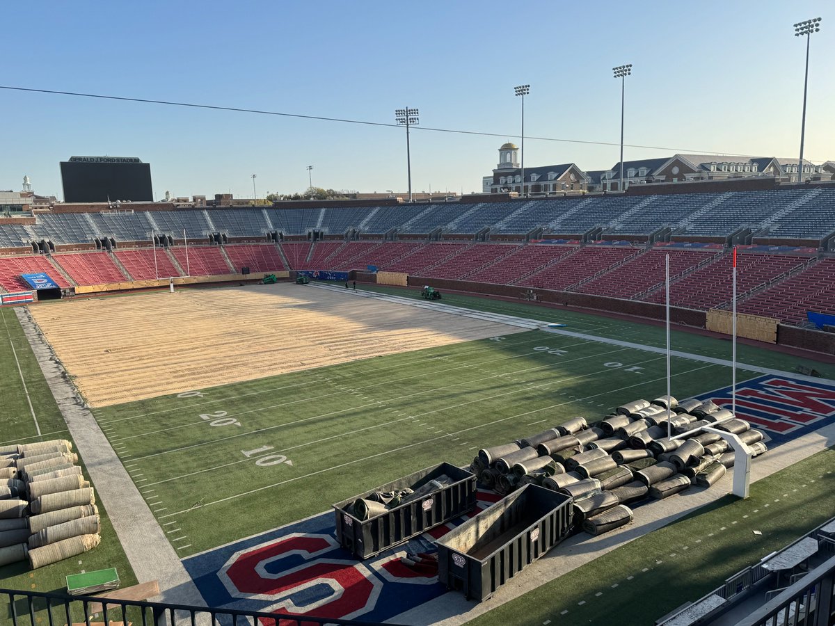 New: SMU's Gerald J. Ford Stadium is undergoing changes once again as the program is swapping out artificial turf for grass.

More on that: on3.com/teams/smu-must…