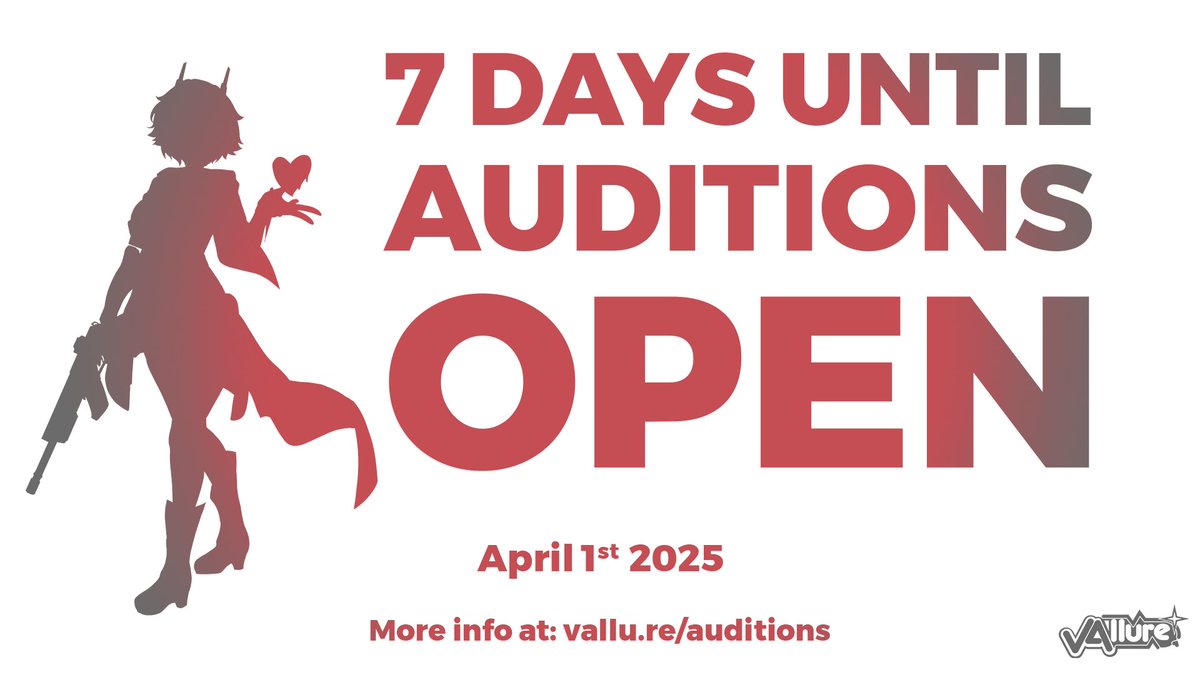 Only one more week until Gen 2 auditions open! More information available on our website. 

#vtuber #ENVtuber #VtuberUprising