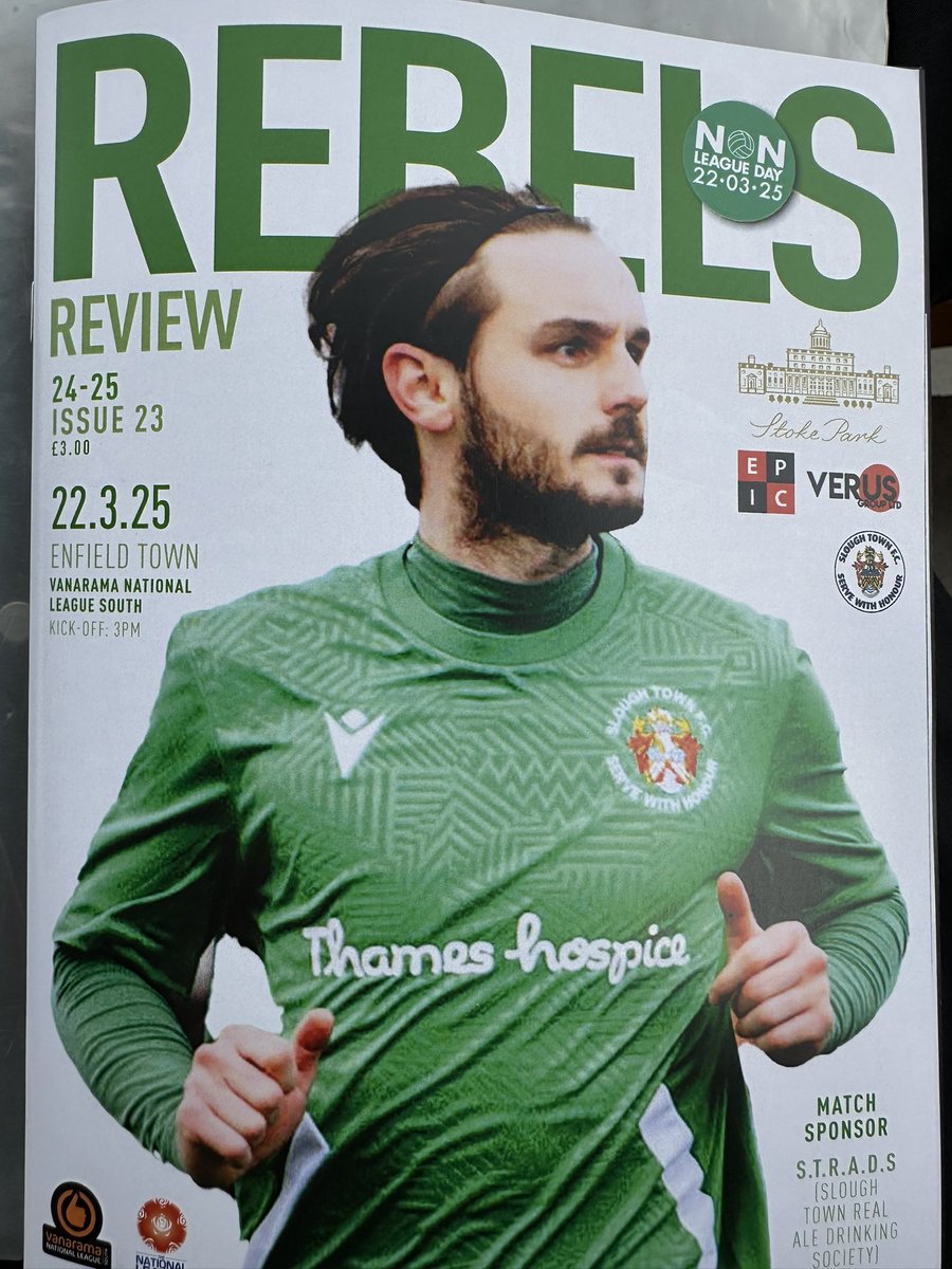 A printed offering for today <a href="/ETFCOfficial/">Enfield Town FC</a> <a href="/sloughtownfc/">Slough Town FC</a> <a href="/NonLeagueCrowd/">Non League Crowds</a>