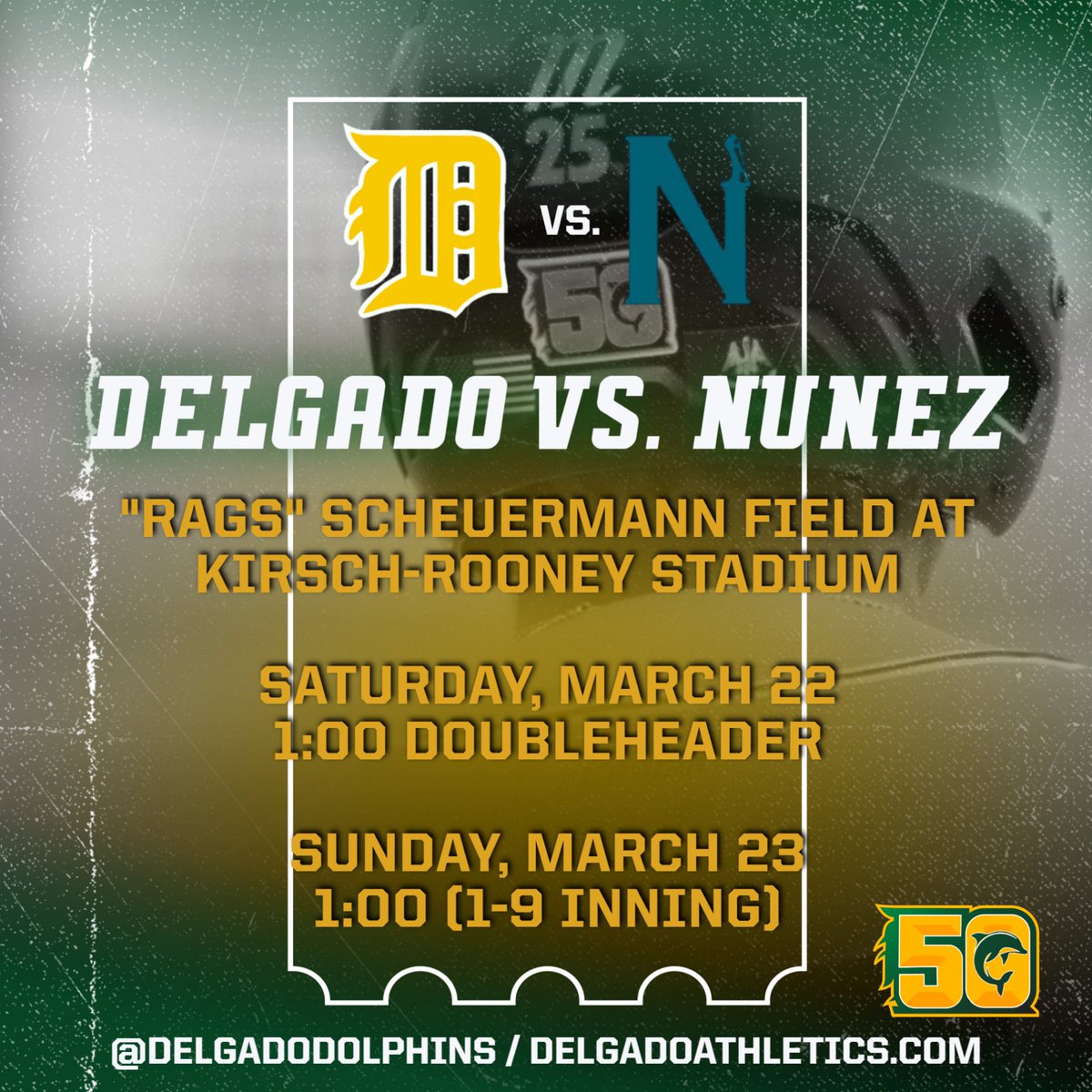 Delgado opens conference play today with a 1:00 doubleheader against Nunez at Kirsch-Rooney. 🐬🆙
