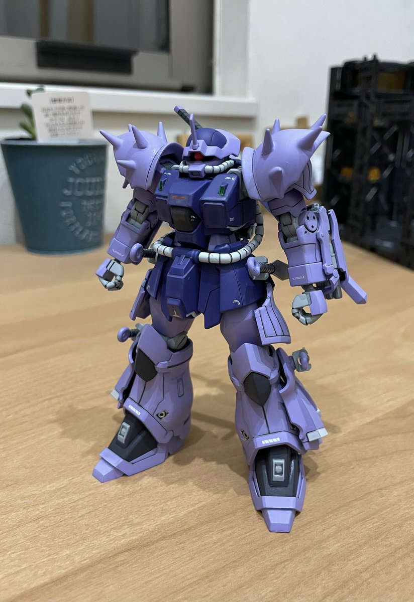 kt5656's tweet image. 【Rollout】HGイフリートナハト
イフリートナハト完成でっす
昼間強風の中トップコート吹いたら、吹きすぎて一部白化？してしまいましたわ
ワハハ😆
まあ、そんな日も有りますわな、ドンマイ

っつー事で次何行きますかねー

#ガンプラ 
#筆塗り全塗装