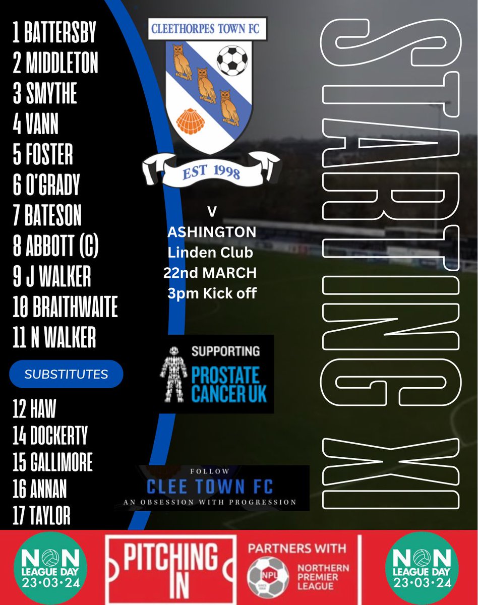 (C)leethorpes Town FC (@cleetownfc) on Twitter photo Here are today's Owls! ๐ช
โน๏ธ 1 change from the win at Bishop Auckland 
โก๏ธ Josh Walker 
#PitchingInNPL
#CleeTownFC
#uto๐ฆ Here are today's Owls! ๐ช
โน๏ธ 1 change from the win at Bishop Auckland 
โก๏ธ Josh Walker 
#PitchingInNPL
#CleeTownFC
#uto๐ฆ