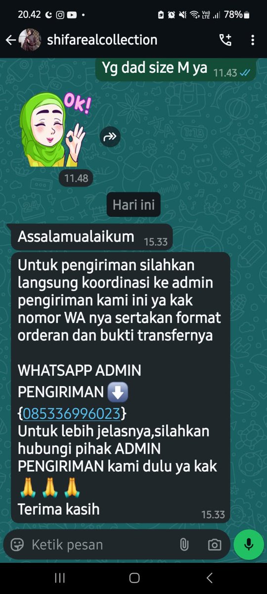 rethaaa's tweet photo. Setelah transf diminta untuk chat ke admin pengiriman 0853-3699-6023 dan diminta transf senilai 530 ribu untuk aktivasi kartu promo. Nantinya uang tersebut akan di refund setelah proses pengiriman selesai. Aneh banget.. https://t.co/JALmh7ww8f