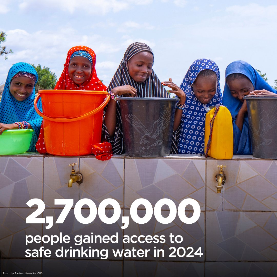 On #WorldWaterDay, we are thrilled to share that in 2024, CRS helped over 2.7 million people gain access to safe drinking water! 🚰
