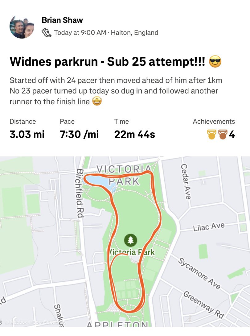 BriShaw81's tweet image. Went to @widnesparkrun today to chase down the 25min pacer 

Only went and finished in 22:44!! 🤩

Fastest parkrun since 2021, definitely feeling better after losing over 20lbs since Xmas 
I’ll take that time with basically no speed training

#MojoBack 🏃‍♂️

@parkrunUK