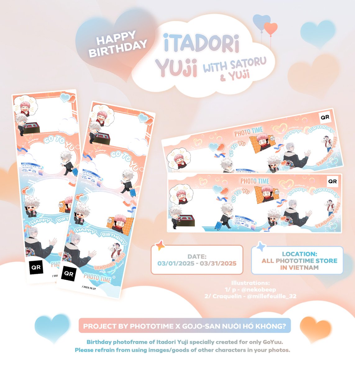 EternalGOYUU's tweet photo. #五悠  𝐇𝐀𝐏𝐏𝐘 𝐁𝐈𝐑𝐓𝐇𝐃𝐀𝐘 𝗜𝗧𝗔𝗗𝗢𝗥𝗜 𝗬𝗨𝗝𝗜 𝐰𝐢𝐭𝐡 𝗚𝗢𝗝𝗢-𝗦𝗘𝗡𝗦𝗘𝗜
 || Project by PHOTOTIME x @EternalGOYUU

【Event information】
・Celebrate Yuji's birthday with Gojo-sensei!
・Location: Vietnam

【Illustration】
@nekobeep | @millefeuille_32

😎🎂🐯 https://t.co/q2UopLN0x1