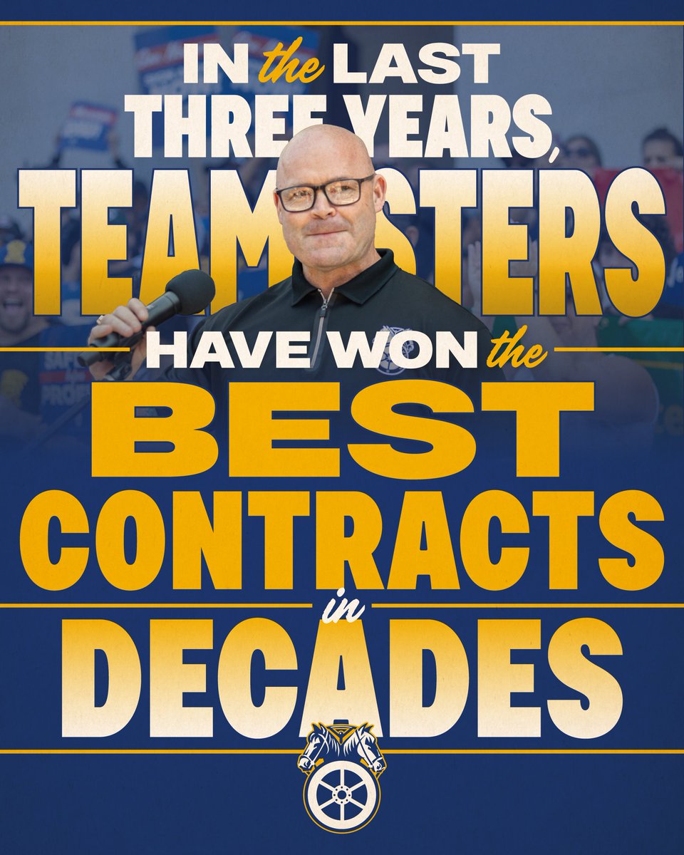 Teamsters's tweet photo. There is no force on Earth that can get workers what they deserve like the Teamsters can.

In the last three years, Teamsters have won the best contracts and pay increases in decades, including National Master Contracts covering hundreds of thousands of workers at UPS, Anheuser-Busch and Costco. Across diverse industries and employers of all sizes, Teamsters have consistently won record contracts throughout the O’Brien-Zuckerman administration.