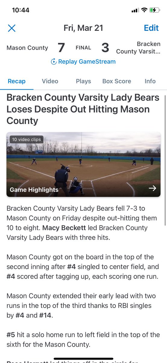 Bracken County Lady Bear Softball tweet media