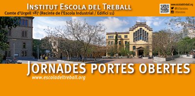 Estàs pensant en el teu futur?
A partir de dilluns 24 de març arriben les Jornades de Portes Obertes a l’Escola del Treball!. 
Xerrades, visites a tallers i laboratoris, i profe + alumnat per resoldre tots els teus dubtes… sense cita prèvia!
Descobreix què vols estudiar i on