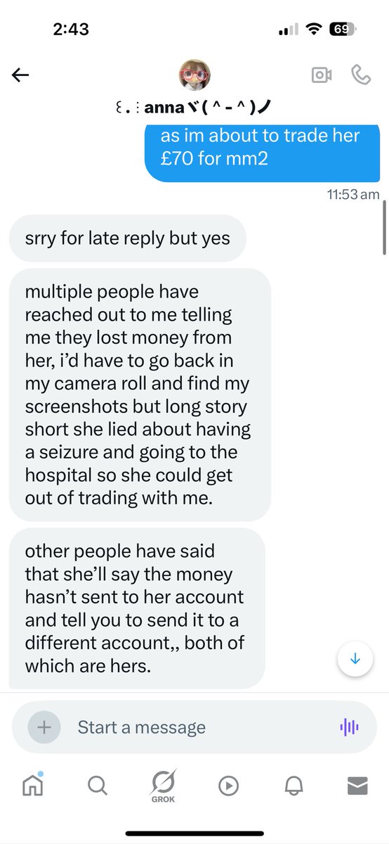 honestly pathetic trying to scam people for 100s of real money and then claim IM trying to invalidate YOU when you also have the need to lie about having seizures and going hospital. do NOT trade @/Akita_alisa @/bubsalisa