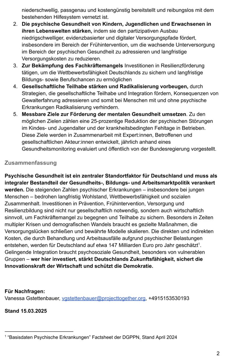 Eva-Lotta Brakemeier (@evalottabra) on Twitter photo Psychische Gesundheit jetzt! 🌍🧠Mit Vertreter:innen aus Wissenschaft, Wirtschaft & Zivilgesellschaft konkrete Empfehlungen erarbeitet👉Mentale Gesundheit zentral für Resilienz & Wettbewerbsfähigkeit📢Appell an Politik: In den Koalitionsverhandlungen einbeziehen! <a href="/PT_Deutschland/">ProjectTogether</a> Psychische Gesundheit jetzt! 🌍🧠Mit Vertreter:innen aus Wissenschaft, Wirtschaft & Zivilgesellschaft konkrete Empfehlungen erarbeitet👉Mentale Gesundheit zentral für Resilienz & Wettbewerbsfähigkeit📢Appell an Politik: In den Koalitionsverhandlungen einbeziehen! <a href="/PT_Deutschland/">ProjectTogether</a>