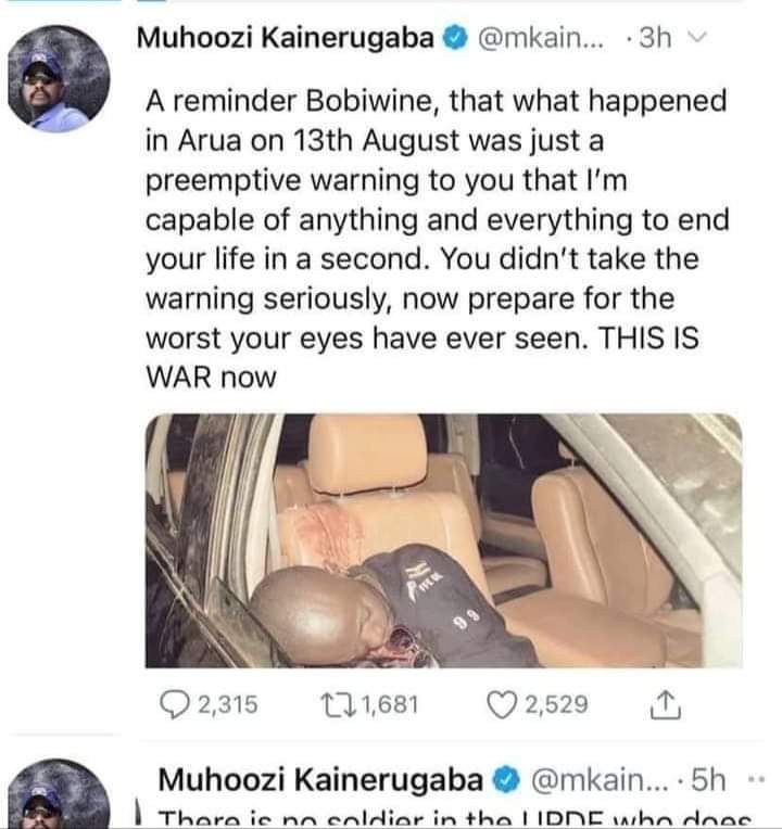 Am bad because I didn't sympathize with a daughter of a NRM beneficiary. And my tweet is unhuman.

But same people attacking me are always in muhoozi's tweets calling him supreme leader when he promises to kill people.

We shall laugh nga nabo baffude. U tell me nothing.