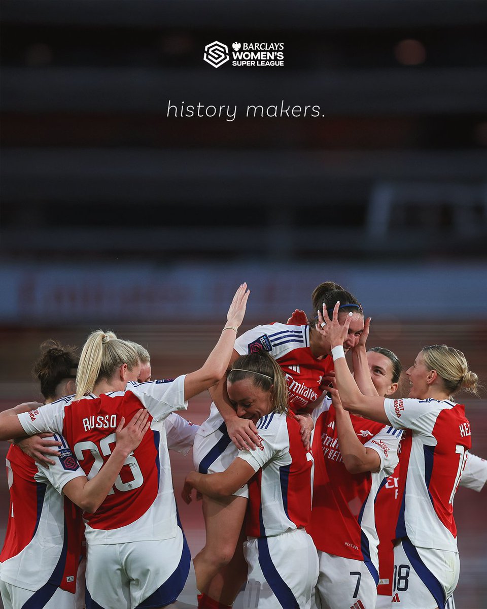 Teams to score 4+ goals in six consecutive home games in the #BarclaysWSL:

<a href="/ArsenalWFC/">Arsenal Women</a>- 2025

[END OF LIST]