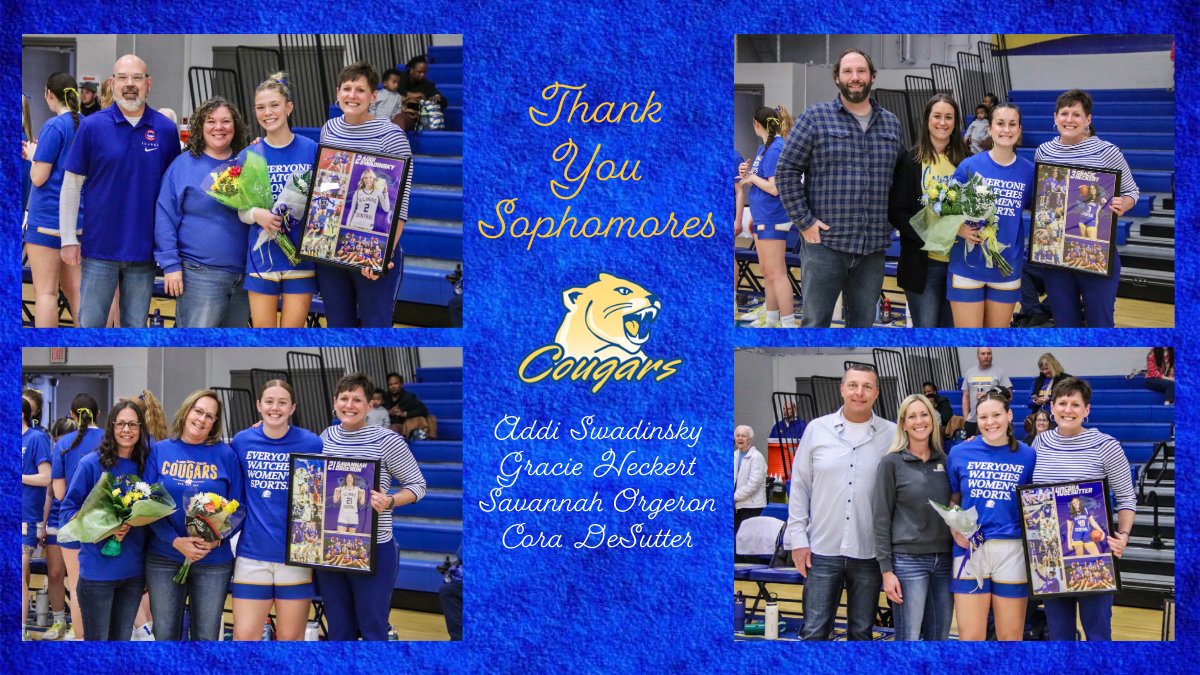 Today's game unfortunately marks the end of four terrific sophomore careers. 

A special thank you to Addi, Gracie, Savannah, and Cora for your hours of hard work devoted to the success of this program, on and off the floor! We are so excited to see what you all accomplish next!!