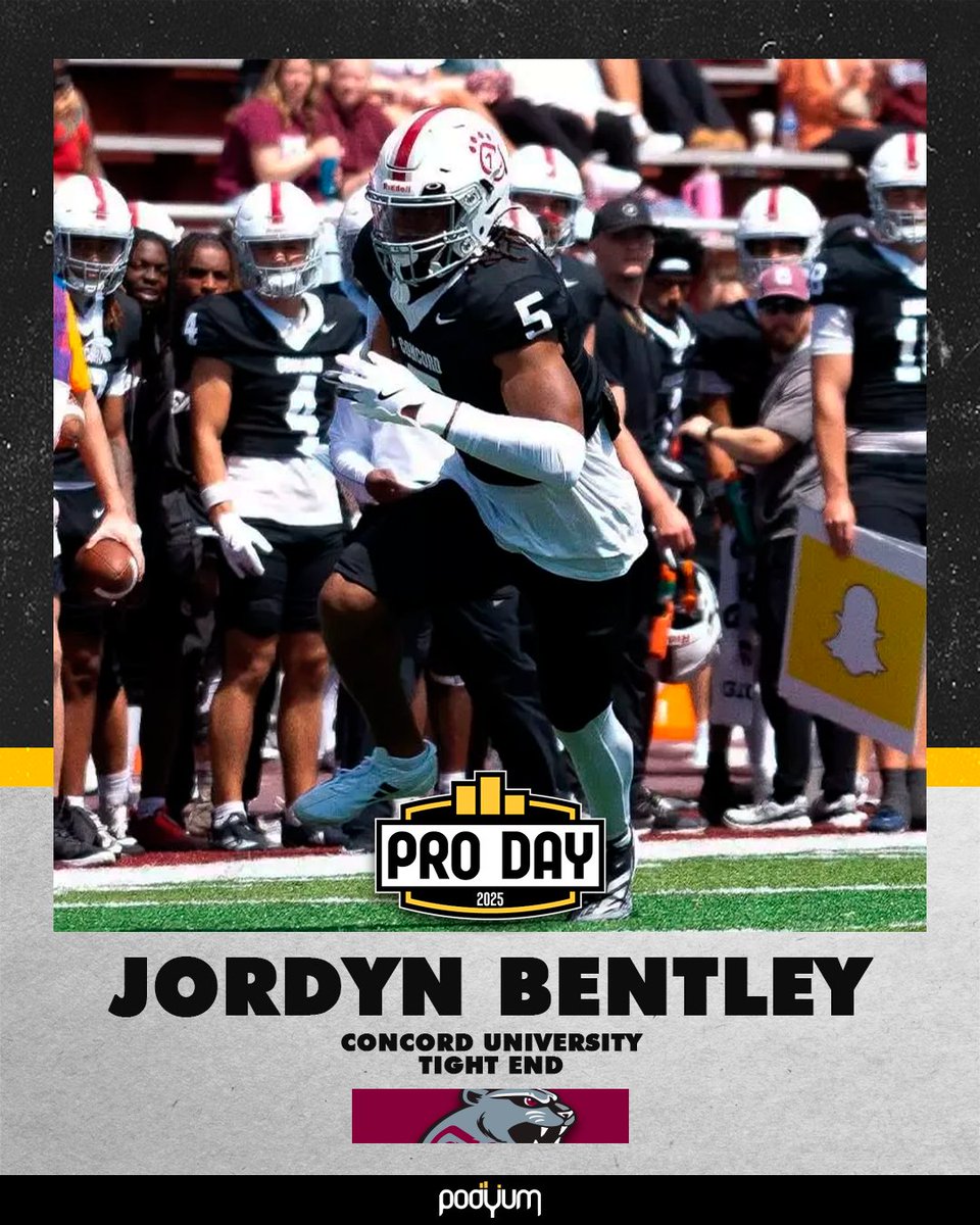 ✅𝗖𝗢𝗡𝗙𝗜𝗥𝗠𝗘𝗗‼️

<a href="/jb_toolive/">Jordyn Bentley</a> from <a href="/ConcordFootball/">Concord University Football</a> will be showcasing his skills at the 2025 <a href="/PodyumRecruit/">The Podyum</a> Pro Day! See you in Miami!   thepodyum.com/pro-day 

#EarnYourLevel #PodyumProDay #ProDay #ProDay2025 #NFL #CFL #UFL #IFL #ELF