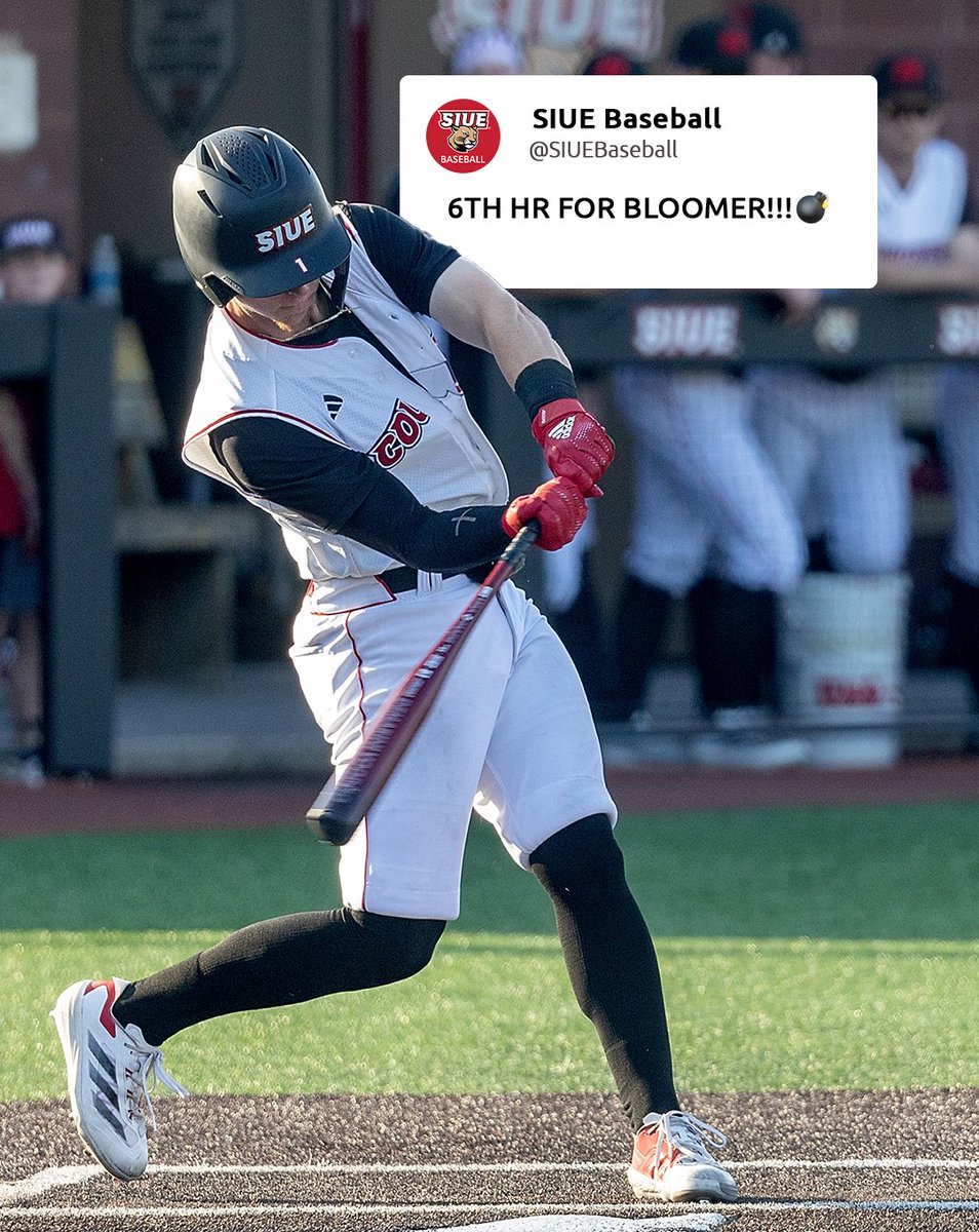 SIUEBaseball's tweet photo. 𝐁𝐥𝐨𝐨𝐦𝐞𝐫 𝐝𝐨𝐢𝐧𝐠 𝐁𝐥𝐨𝐨𝐦𝐞𝐫 𝐭𝐡𝐢𝐧𝐠𝐬 😮‍💨💣

6th Home Run of the season for Chase Bloomer!

#RollCougs | #TogetherWeWill https://t.co/Z4CpMNbqVi