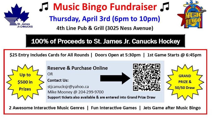 There is still lots of time to register for our upcoming g Music Bingo fundraiser at <a href="/4thLinePub/">4th Line Pub & Grill</a>! 

Visit the link below to register! 👇#GoNucksGo