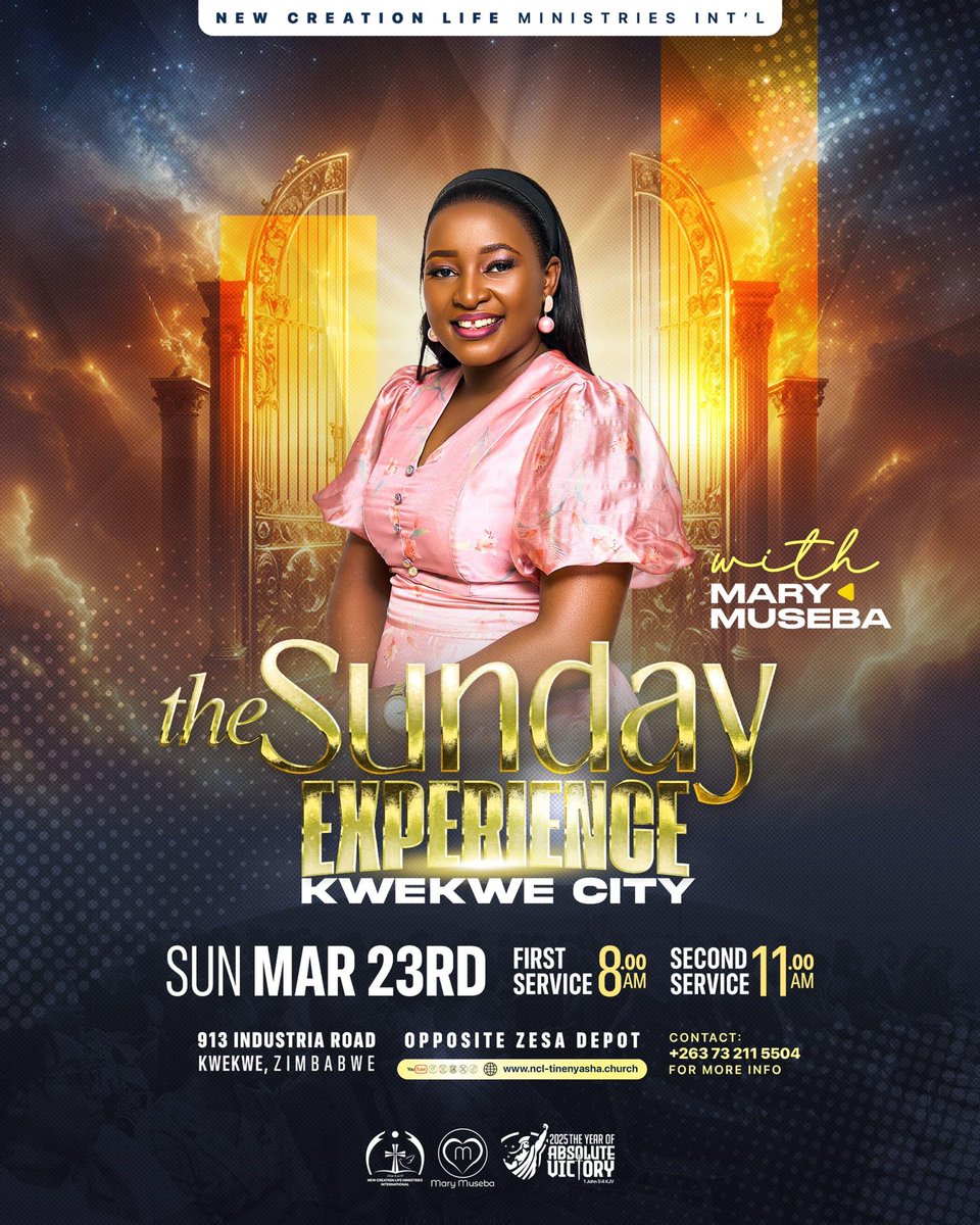 Tomorrow Our Mom will be Ministering in Kwekwe at Our First and Second Service. See you there!!!