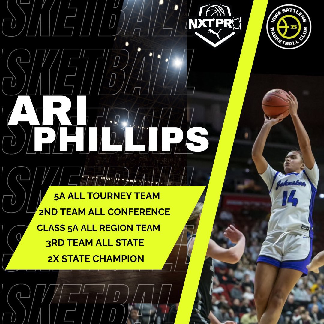 Derrick Beechum (@coachbeechum) on Twitter photo Conceptually Thinking Basketball (Iowa 2024-25)
Player Profile
Ari Phillips <a href="/_ariphillips3/">Ariphillips3</a> | 5'10"/CG | Johnston <a href="/JCSD_Girlsbball/">JCSD_GirlsBball</a> /<a href="/BattlersBball/">Iowa Battlers</a>
Current Season Status
Player Information
- Position: Combo Guard (5'10")
- Class: 2027
- College Status: Uncommitted (OWU National Conceptually Thinking Basketball (Iowa 2024-25)
Player Profile
Ari Phillips <a href="/_ariphillips3/">Ariphillips3</a> | 5'10"/CG | Johnston <a href="/JCSD_Girlsbball/">JCSD_GirlsBball</a> /<a href="/BattlersBball/">Iowa Battlers</a>
Current Season Status
Player Information
- Position: Combo Guard (5'10")
- Class: 2027
- College Status: Uncommitted (OWU National