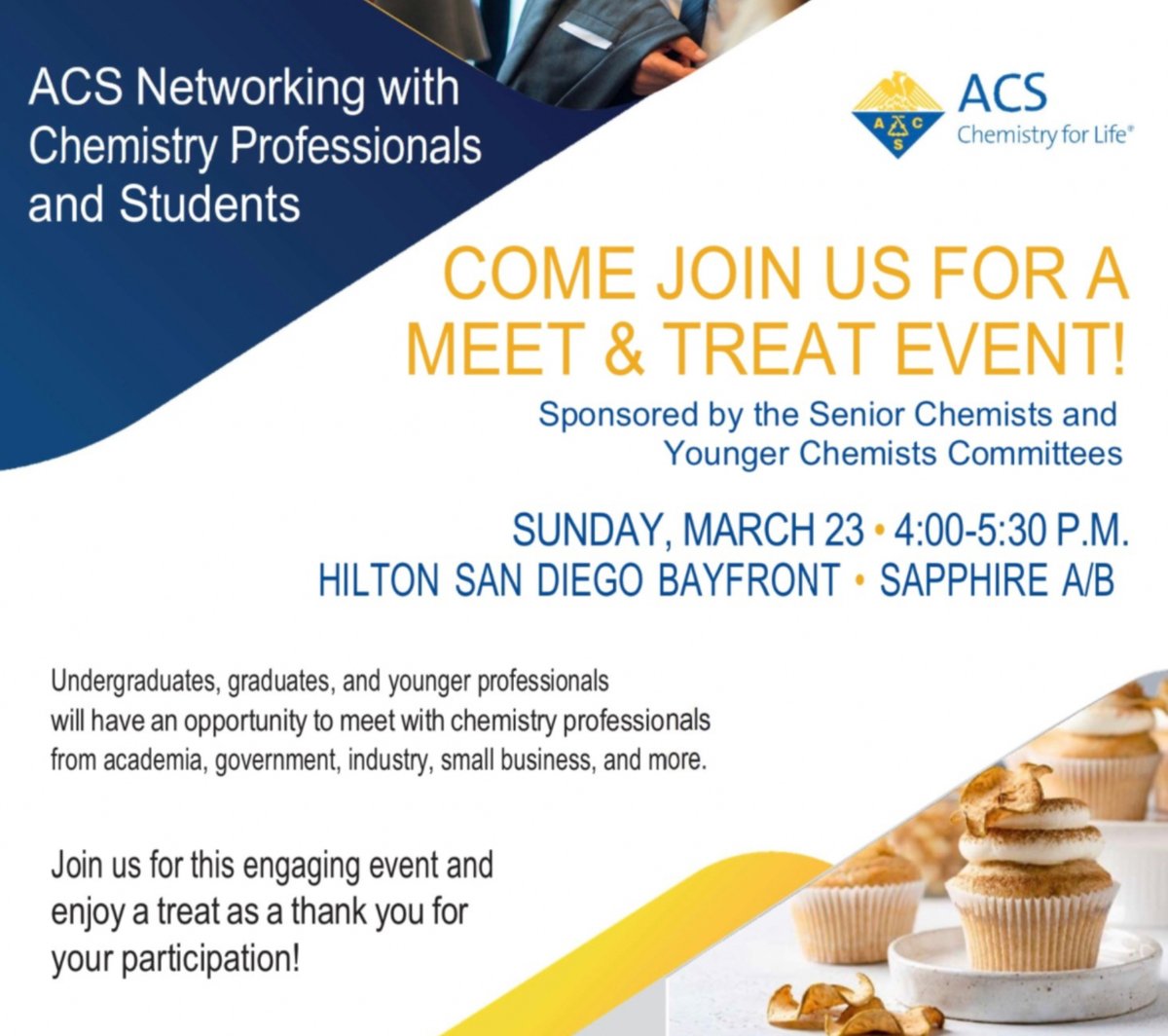 In San Diego? Come join us tomorrow for networking with professionals and students, while enjoying some treats!