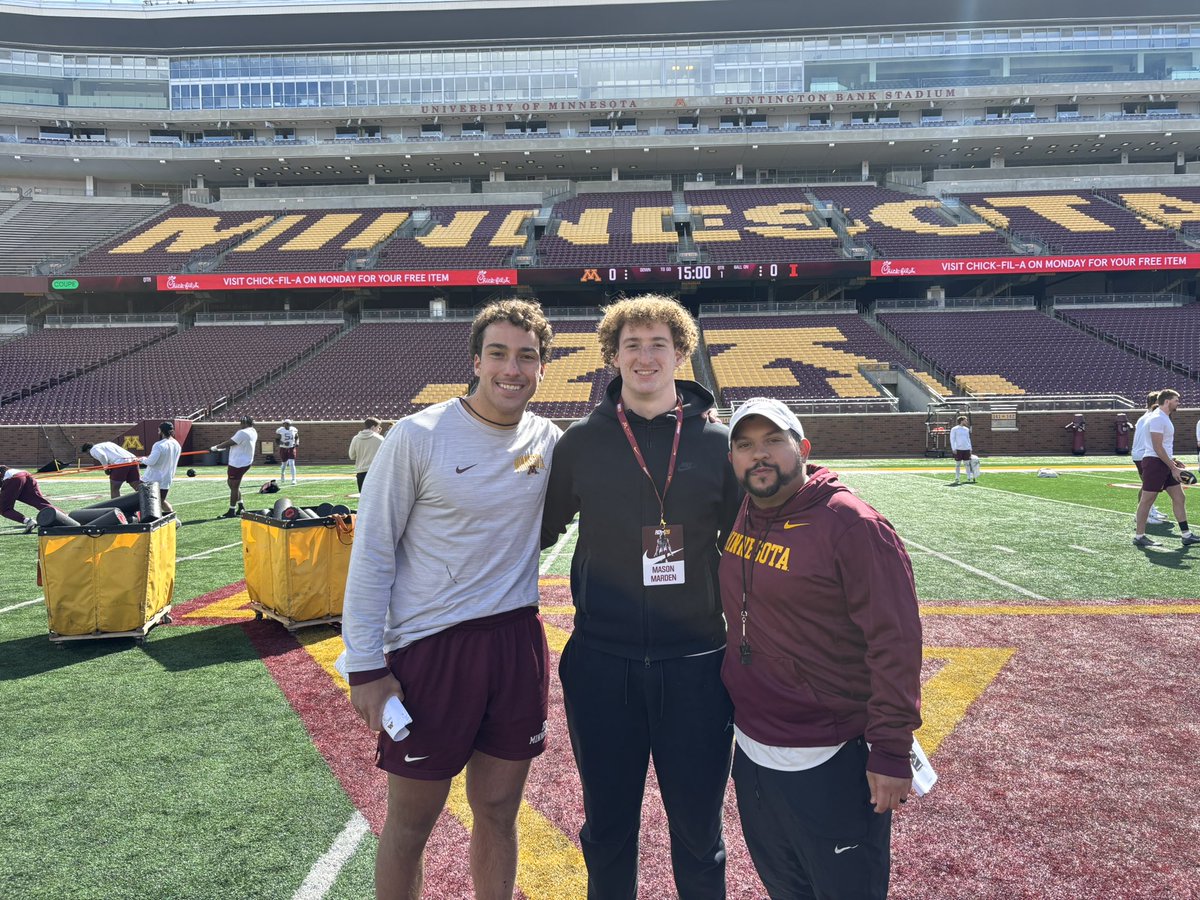 Mason Marden 26’ (@mason_marden) on Twitter photo Had a great 2 days at the University of Minnesota. Thank you to <a href="/Coach_Fleck/">P.J. Fleck</a> <a href="/marianosori_/">Mariano Sori-Marin</a> and the rest of the staff for educating me on the uniqueness of the program! <a href="/Coach_DCollins/">Danny Collins</a> <a href="/CoachKaneGopher/">Kevin Kane</a> <a href="/_cgallagher/">Chase Gallagher</a> <a href="/BrendanThompsn/">Brendan Thompson, PT, DPT</a> <a href="/Jerrystan08/">Jerry Stanfield</a> <a href="/Excel360Footba1/">Excel360FootballTraining</a> <a href="/NSchroeder412/">Nick Schroeder</a> Had a great 2 days at the University of Minnesota. Thank you to <a href="/Coach_Fleck/">P.J. Fleck</a> <a href="/marianosori_/">Mariano Sori-Marin</a> and the rest of the staff for educating me on the uniqueness of the program! <a href="/Coach_DCollins/">Danny Collins</a> <a href="/CoachKaneGopher/">Kevin Kane</a> <a href="/_cgallagher/">Chase Gallagher</a> <a href="/BrendanThompsn/">Brendan Thompson, PT, DPT</a> <a href="/Jerrystan08/">Jerry Stanfield</a> <a href="/Excel360Footba1/">Excel360FootballTraining</a> <a href="/NSchroeder412/">Nick Schroeder</a>