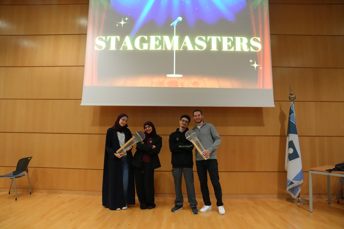 MSA_AU's tweet photo. مساقة مشوقة و مثيرة بعنوان " Stage Mastery “ بتنظيم فريق ال GnD بهدف تعليم أساسيات التحدث أمام الجمهور و فن الإقناع. ضمت المسابقة خمسة فرق من متقنين التحدث و الإقناع و مجموعة من الحكام. سعت الفرق جاهدةً للإقناع و التأثير و الانتصار، وقد نجحوا بفعل ذلك!

A thrilling and riveting “Stage Mastery” competition organized by GnD with the aim of teaching the essentials of public speaking and the art of persuasion. The competition included five teams of stage masters and a set of judges. The teams strived to persuade, sway, and prevail, and they succeeded in doing so!