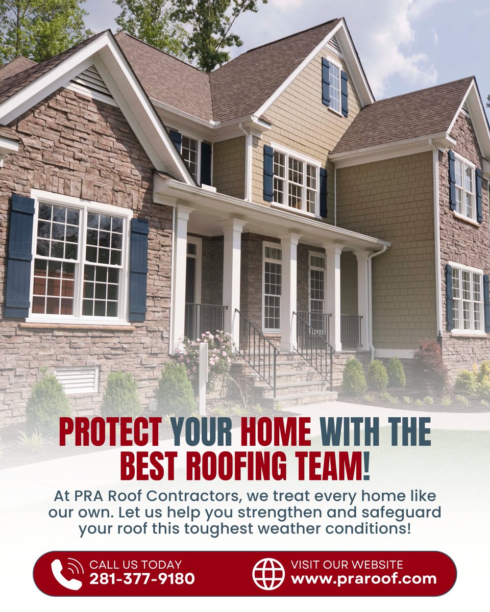 Protect your home with the best roofing team in Texas! 🏡 At PRA Roof Contractors, we treat every home like our own, ensuring superior craftsmanship and lasting protection.

Call us today at (281) 377-9180 for a free roof inspection!
#TexasRoofing #RoofingExperts #HomeProtection
