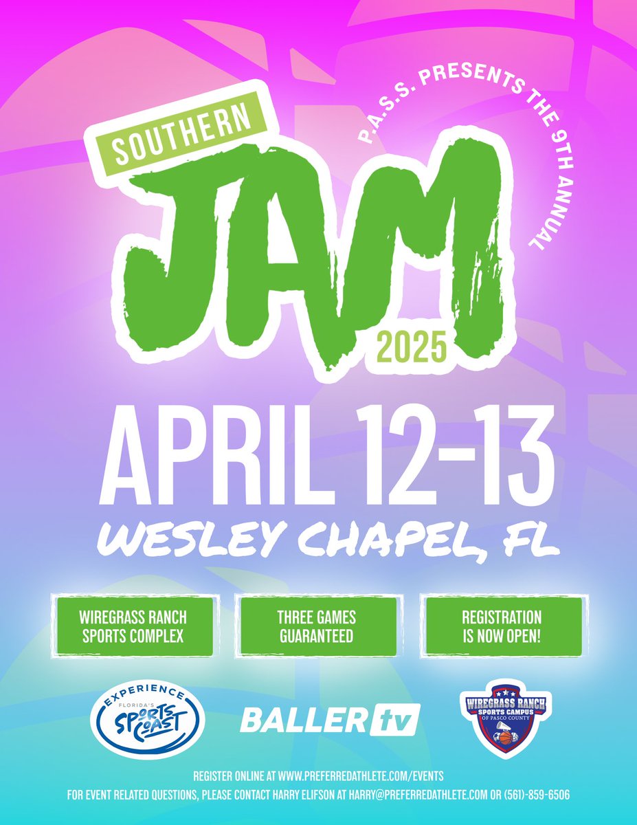 PASS (@preferredscout) on Twitter photo Limited spots remain for Southern Jam! Had more signups today! Get in today. Will sellout! <a href="/PASSCoordinator/">Scott Reed</a> <a href="/CoachElifson/">Harry Elifson</a> <a href="/FLSportsCoast/">Florida's Sports Coast</a> Limited spots remain for Southern Jam! Had more signups today! Get in today. Will sellout! <a href="/PASSCoordinator/">Scott Reed</a> <a href="/CoachElifson/">Harry Elifson</a> <a href="/FLSportsCoast/">Florida's Sports Coast</a>