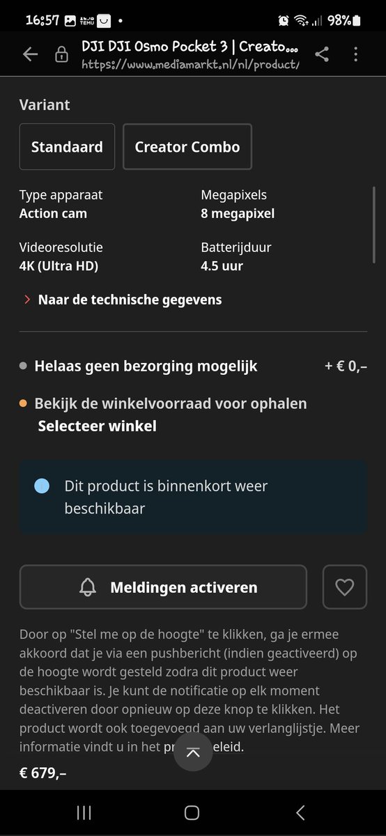 JaimyFL_'s tweet photo. @mediamarkt_nl @Coolblue_NL @DJIGlobal Donderdag ook een mail gehad. Toen ik het Vrijdag wilde bestellen was het weer uitverkocht? https://t.co/42nj2HTSzt